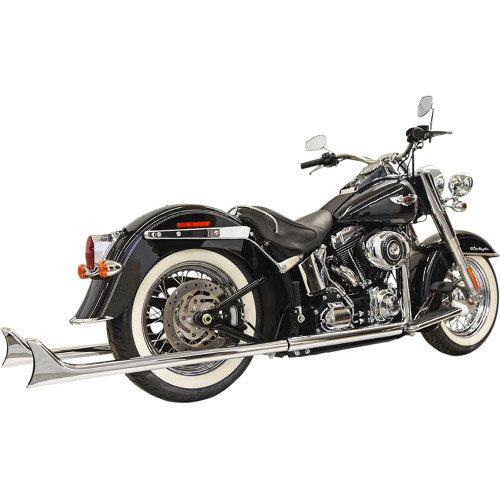 Bassani Xhaust 2005 Harley-Davidson 15th Anniversary Fat Boy FLSTF True Duals Exhaust System with Fishtail Mufflers without Baffles - 39" Image 1